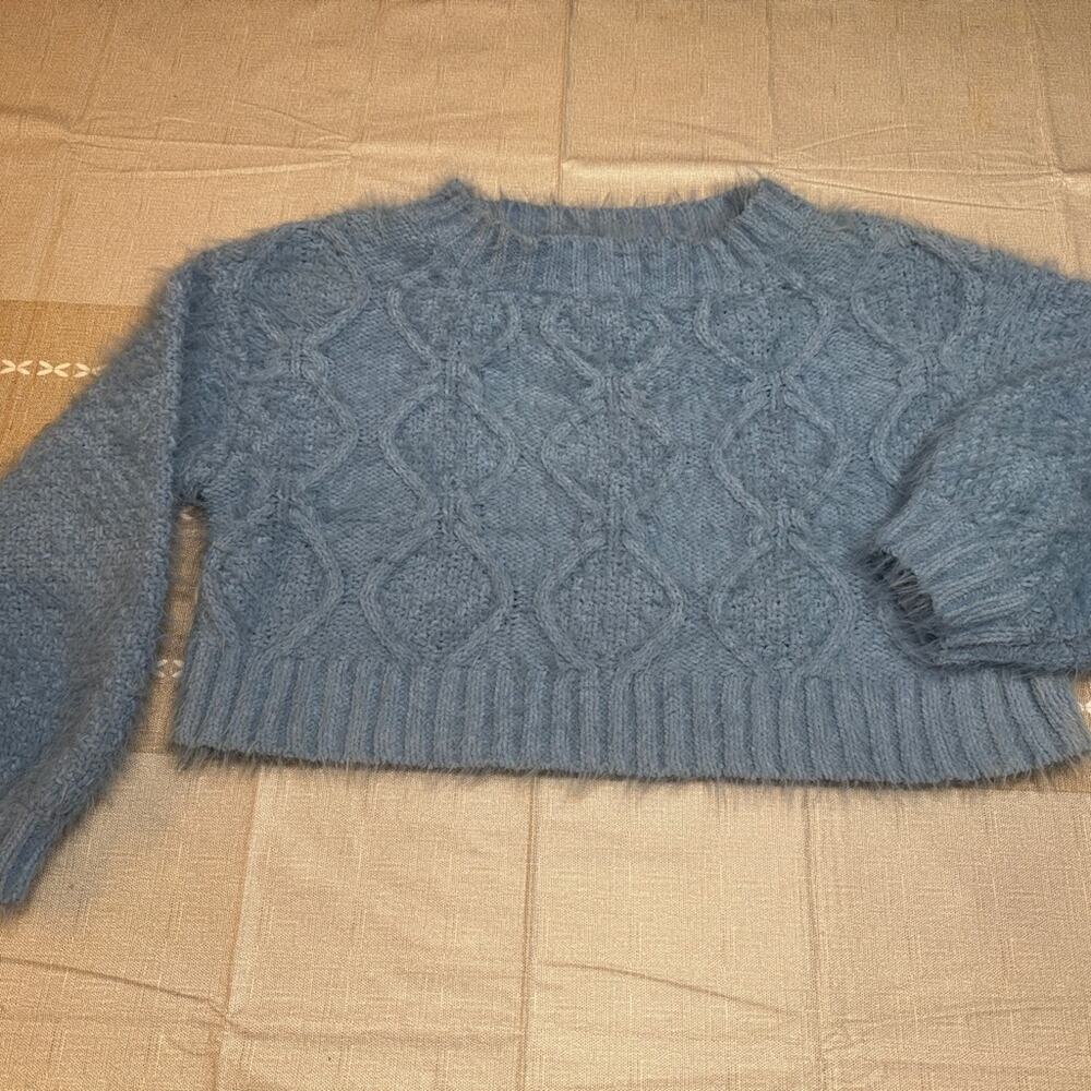 Glamorous Blue Textured Knit Sweater